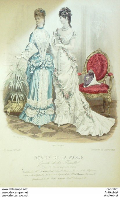 Gravure de mode Revue de la mode Gazette 1879 n°368 (Maison Robillard Hallard)