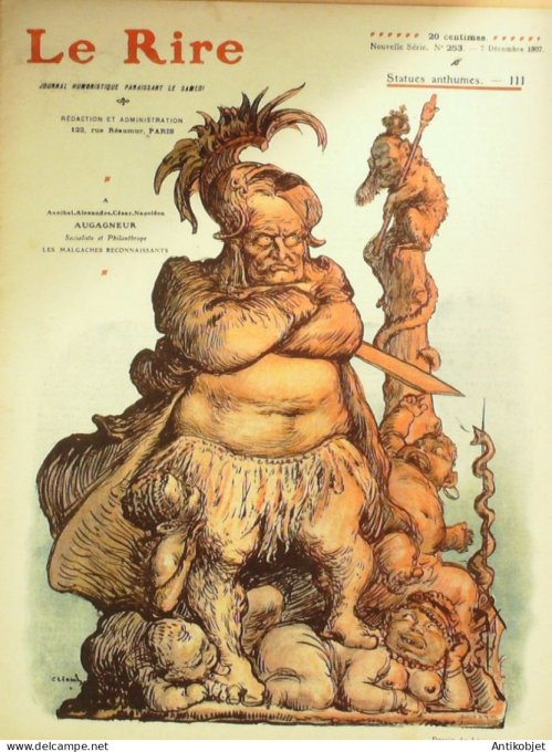 Le Rire 1907-12- 7 # 253 Journal humoristique Ed.Originale Augagneur Malgaches