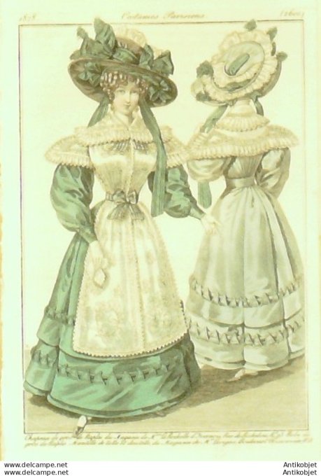 Costume Parisien 1828 # 2600 Robe de gros de Naples  mantille