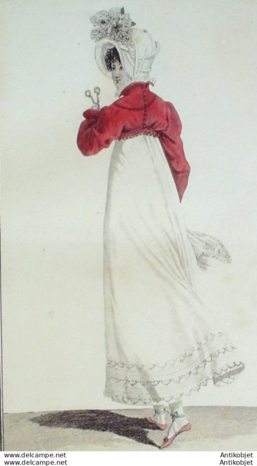 Gravure de mode Costume Parisien 1812 n°1221 Robe perkale