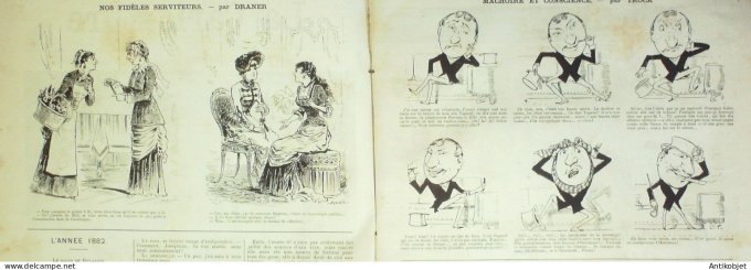 La Caricature 1882 #157 Revue de l'Année embarquement dans l'Arche Robida Trock Brac