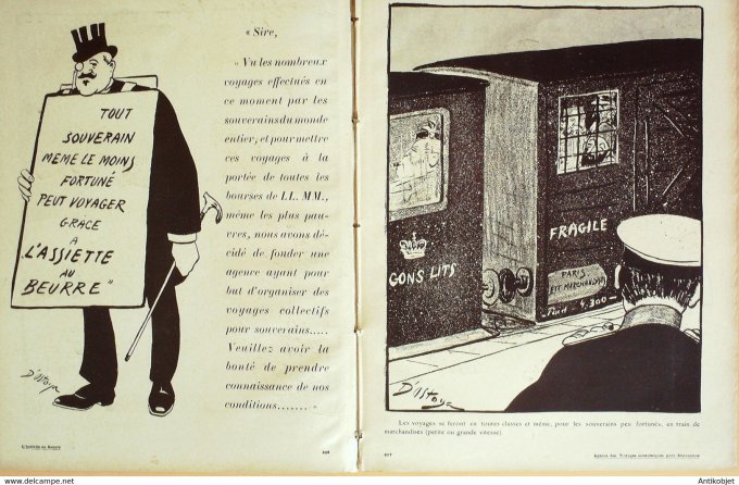 L'Assiette au beurre 1908 # 384 Agences de voyages économiques pour Souverains Ostoya