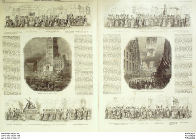 L'Illustration 1850 n°377 TOULON (83) Algérie ALGER BAL El OUED Belgique BRUGES