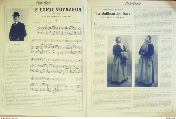 Paris qui chante 1905 n°120 Muffat Thibaud Muffat Davière Limat Rictus Dranem