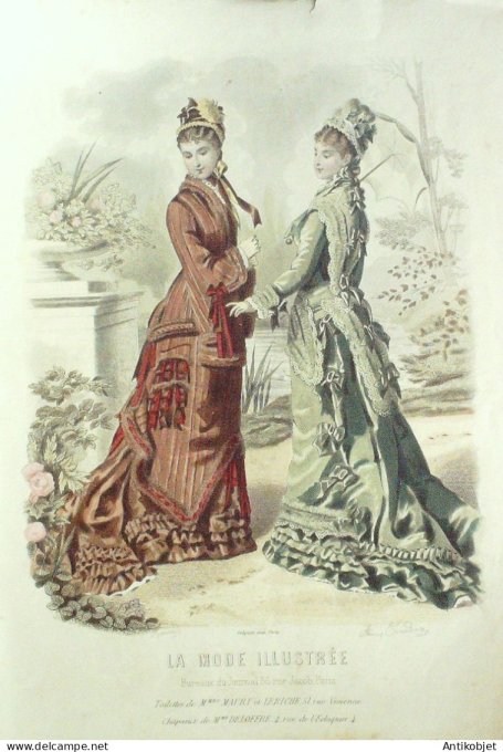 Gravure Mode illustree 1878 # 13 (Old Fashion plate)