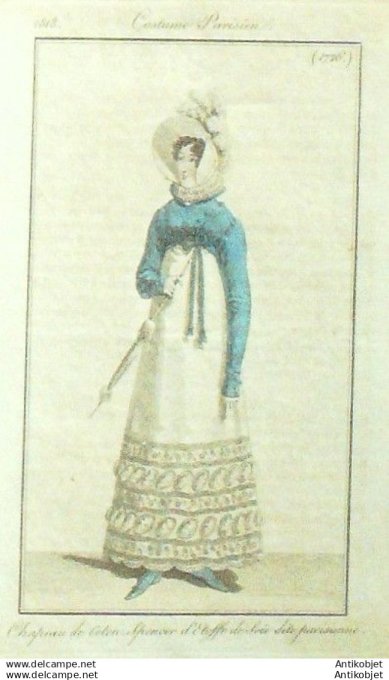 Gravure Mode Costume Parisien 1818 # 1726 (eau forte old Fashion plate