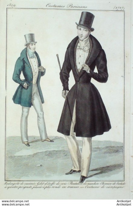 Gravure Mode Costume Parisien 1829 # 2727 (eau forte old Fashion plate