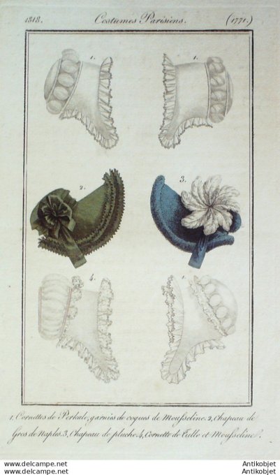 Costume Parisien 1818 # 1771 Robe perkale garnie de coques