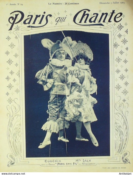 Paris qui chante 1903 n° 24 Dranem Laly Polin Judic Bordaud Beretta Bonnaud