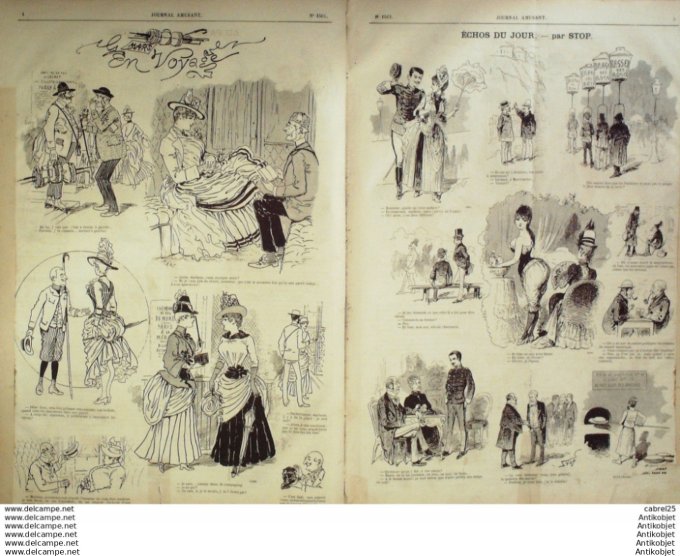 Le Journal Amusant 1886 # 1561 Voyage Mars Marins visite au Manoir Feodal de Grevin