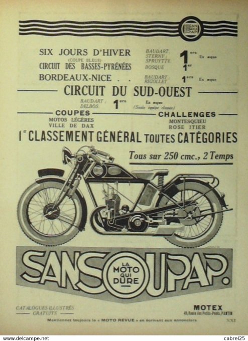 Moto Revue 1929 n° 321 Cyclecar chassis circuit Aisne Tour de France Moto détonation