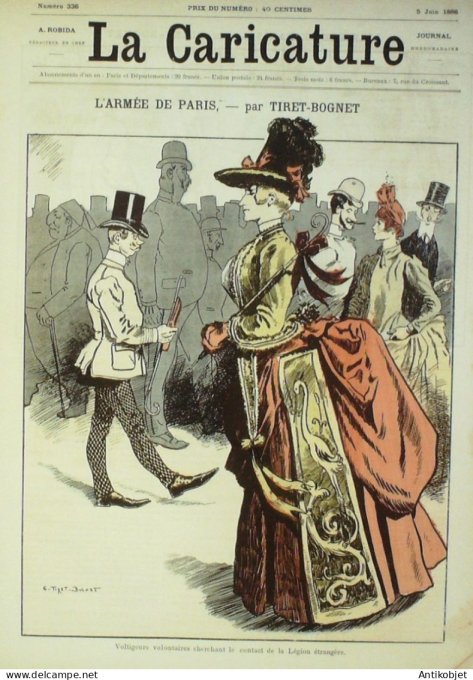 La Caricature 1886 #336 Armée de PAris Tiret-Bognet Rabelais Robida Job Sorel