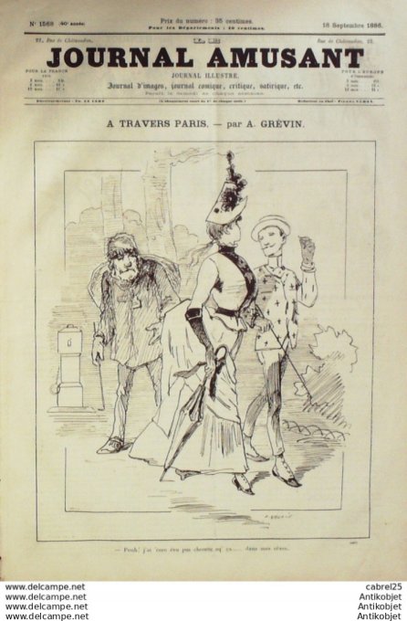 Le Journal Amusant 1886 n°1568 Briguedindaine Henriot Militaires Leonnec Cercle Moralise Henriot