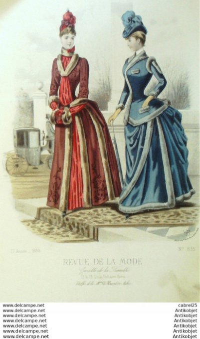 Gravure Mode La Gazette 1888 # 835 (Old Fashion plate)