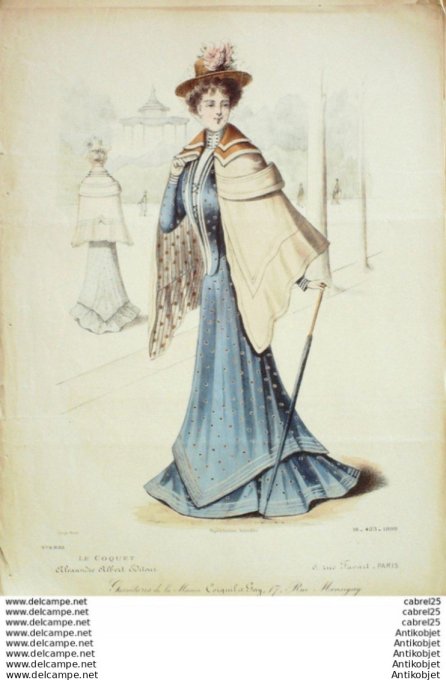 Gravure Mode Le Coquet 1899 # 16 (Old Fashion plate)