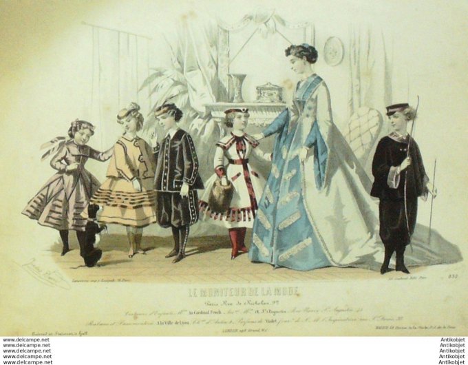 Gravure Mode Le Moniteur 1866 # 832 (Old Fashion plate)