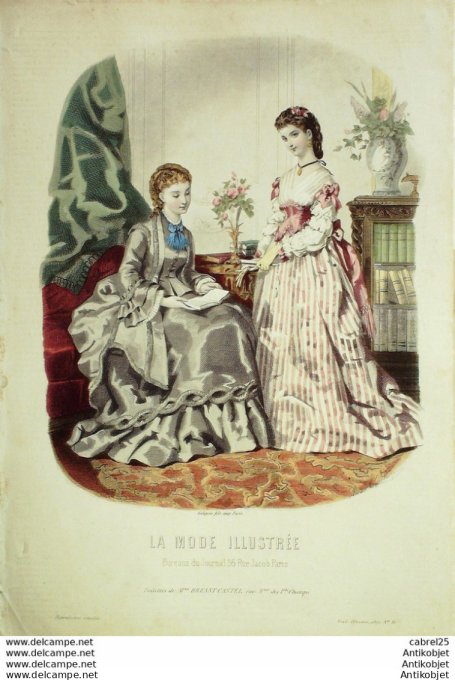 Gravure de mode La Mode illustrée 1872 n°11 (Maison Bréant-Castel)