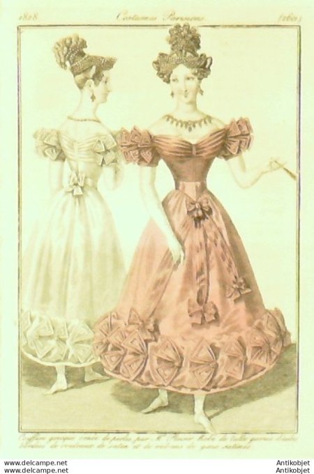 Costume Parisien 1828 # 2601 Robe de tulle garnie d'ailes bordées