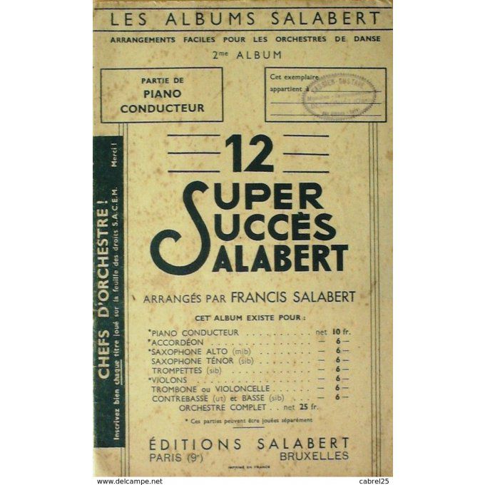 Retro Orchestre 12 Succès Piano 1940