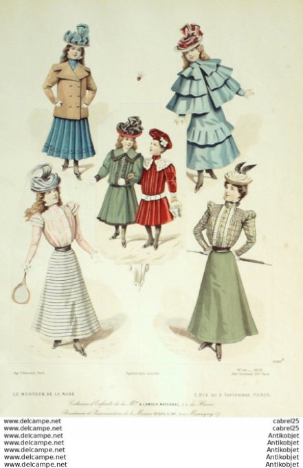 Gravure Mode Le Moniteur 1898 # 39 (Old Fashion plate)