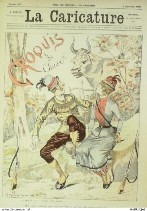 La Caricature 1885 #297 La Chasse Job Gavarni Mornas de Claretie Robida Trock