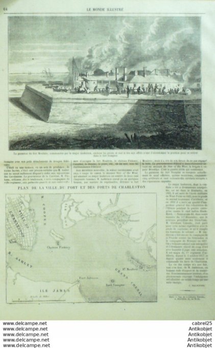 Le Monde illustré 1861 n°198 Italie Gaête Vérone Reine d'Espagne Géorgie Charleston