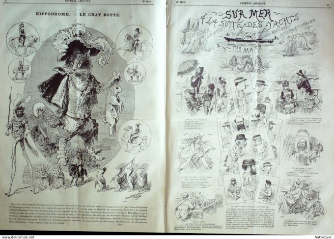 Le Journal Amusant 1880 # 1250 sur Mer a la suite des yachts regates d'ostende par Mars
