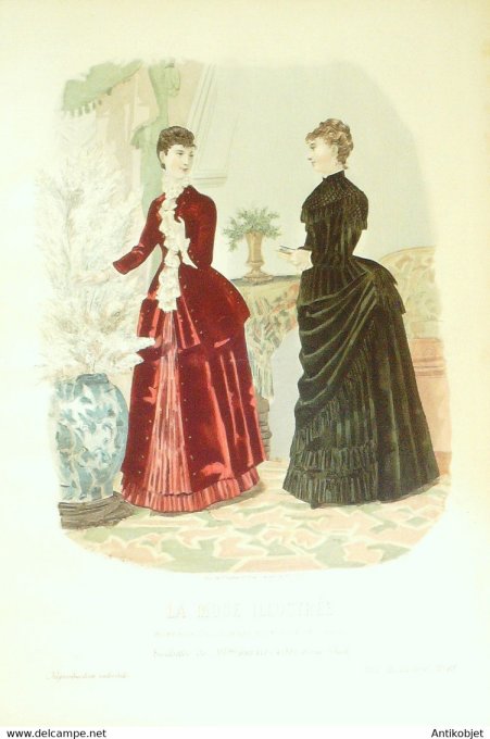 Gravure de mode La Mode illustrée 1884 n°48 (Maison Bréant-Castel)