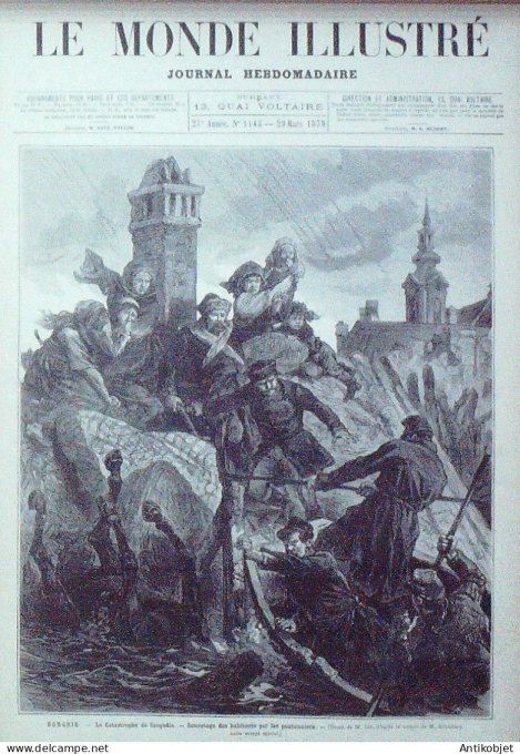 Le Monde illustré 1879 n°1148 Hongrie Szegedin Theiss Alfodbahn Giens (83) îles d'Hyères