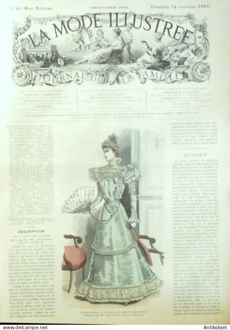 La Mode illustrée journal 1897 n° 46 Toilette de dîner