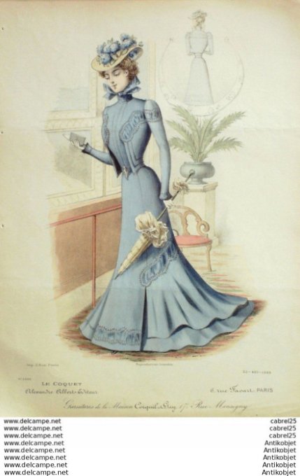 Gravure Mode Le Coquet 1899 # 22 (Old Fashion plate)