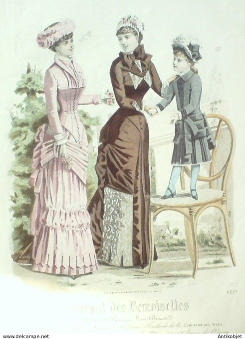 Gravure Mode J.Demoiselles 1882 # 4357 (aquarelle Old Fashion plate)