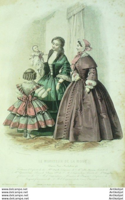 Gravure Mode Le Moniteur 1855 # 423 (Old Fashion plate)