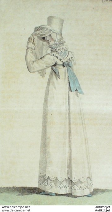 Gravure de mode Costume Parisien 1816 n°1583 Robe perkale