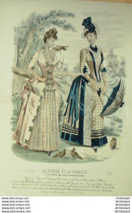 Gravure Mode La Femme & La Famille 1888 # 08 (Old Fashion plate)