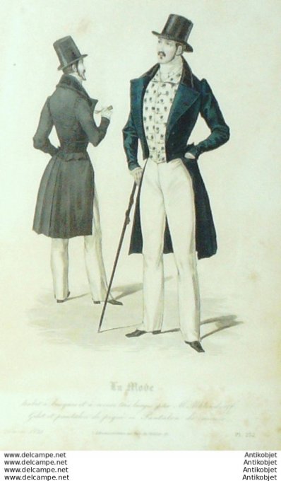 Gravure La mode 1832 # 232 (aquarelle old Fashion plate)