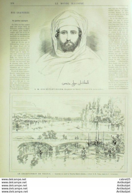 Le Monde illustré 1876 n°1020 Maroc Marina Sidi Mouley Halem Neuilly Malmaiso (92) St James Courses 