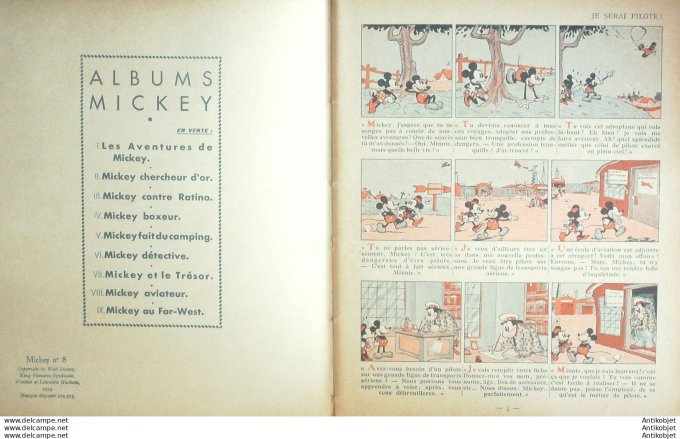 Walt Disney Mickey Aviateur Hachette #  8 Eo 1934
