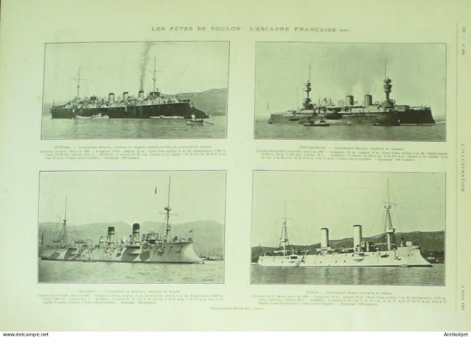 L'illustration 1901 n°3032 Italie Duc de Gènes Toulon (83) fêtes escadres Maroc Fantasia