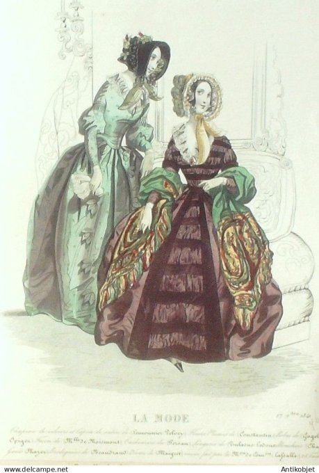 Gravure La mode 1841 # 46 (aquarelle old Fashion plate)