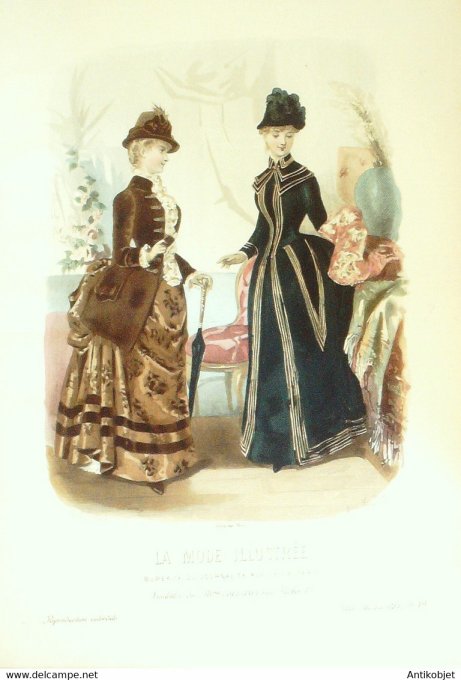 Gravure de mode La Mode illustrée 1884 n°49 (Maison Coussinet)