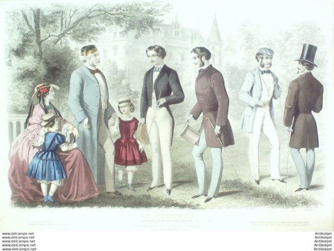 Gravure Mode Le Progres 1856- 7 (Old Fashion plate) Rare