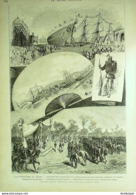 Le Monde illustré 1874 n°946 Japon Yokoska Mikado Belgique Gand Amiens (80) Aix (13) Pré-Catelan (92