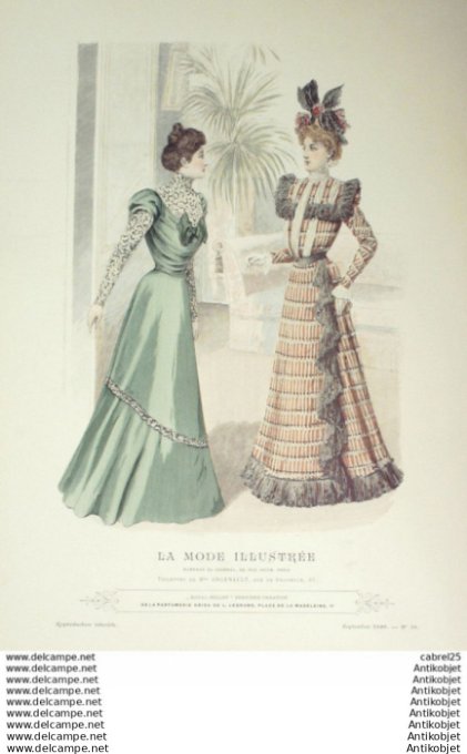 Gravure Mode illustree 1898 # 38 (Old Fashion plate) RARE