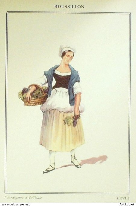 Occitanie Roussillon Collioure (66) Vendangeuse signé  par P.A Leroux XXème