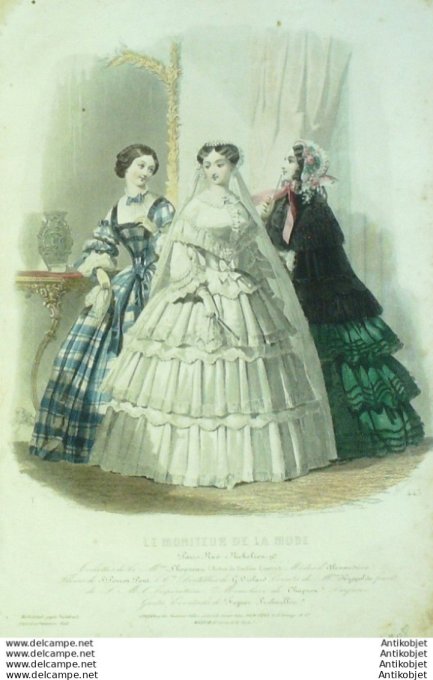 Gravure Mode Le Moniteur 1855 # 445 (Old Fashion plate)