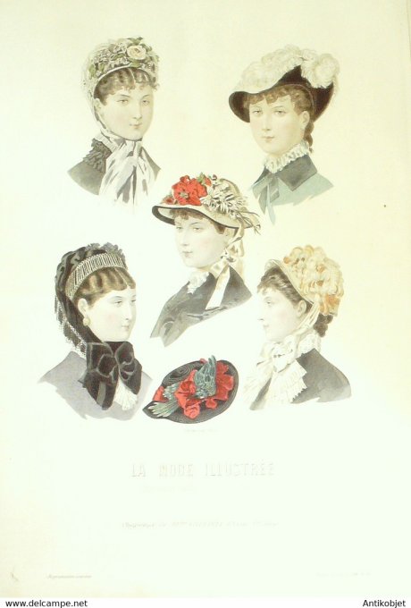 Gravure de mode La Mode illustrée 1880 n°16 (Maison Villedieu)