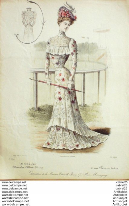 Gravure Mode Le Coquet 1899 # 20 (Old Fashion plate)