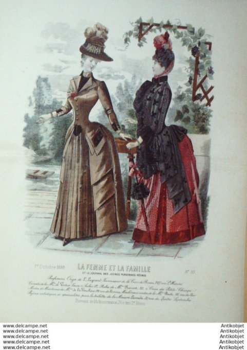 Gravure Mode La Femme & La Famille 1888 # 10 (Old Fashion plate)
