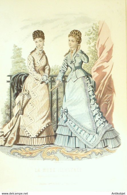 Gravure de mode La Mode illustrée 1876 n°28 (Maison Fladry)